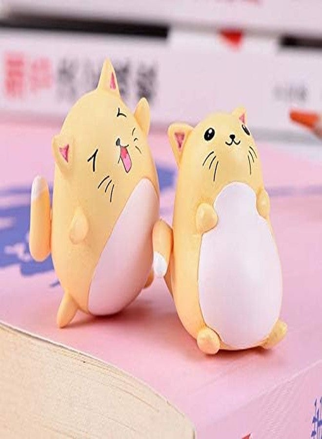 BHOOLU&GOOLU Resin Cute Mischievous Cat Figurines Miniature for Ornamental Decor- Yellow, Small (4pcs/Set) - Image 5